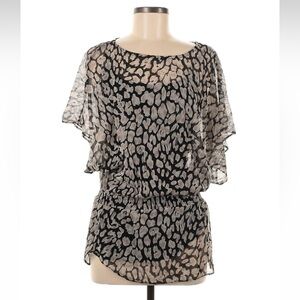 INC International Concepts Leopard Print sheer top with black tank top